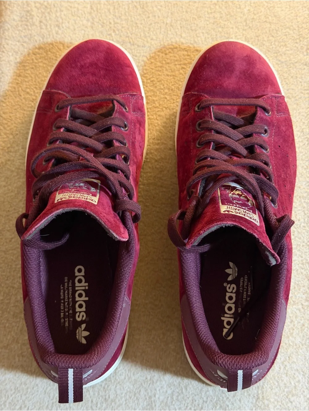 adidas Stan Smith Burgundy Suede Sneakers